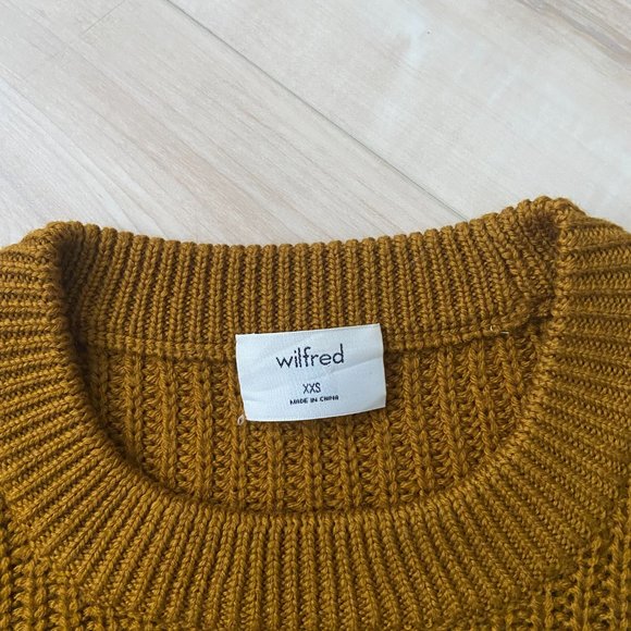 ARITZIA WILFRED Serment sweater 100% wool long sleeves Mustard - Picture 2 of 4